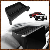 Muslogy dashboard storage box behind the 14-inch screen keeps sunglasses organized.