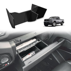 Muslogy glove box dividers provide a perfect Frontier fit, keeping items neatly organized during daily drives.