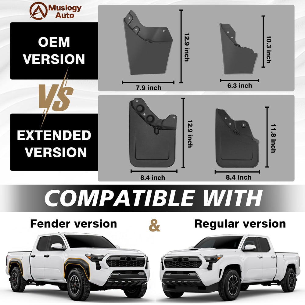 Muslogy Tacoma mud flaps front right extra-large shields rocker panels on rough roads