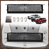 Muslogy trunk cargo net with attachment hooks secures groceries during travel.