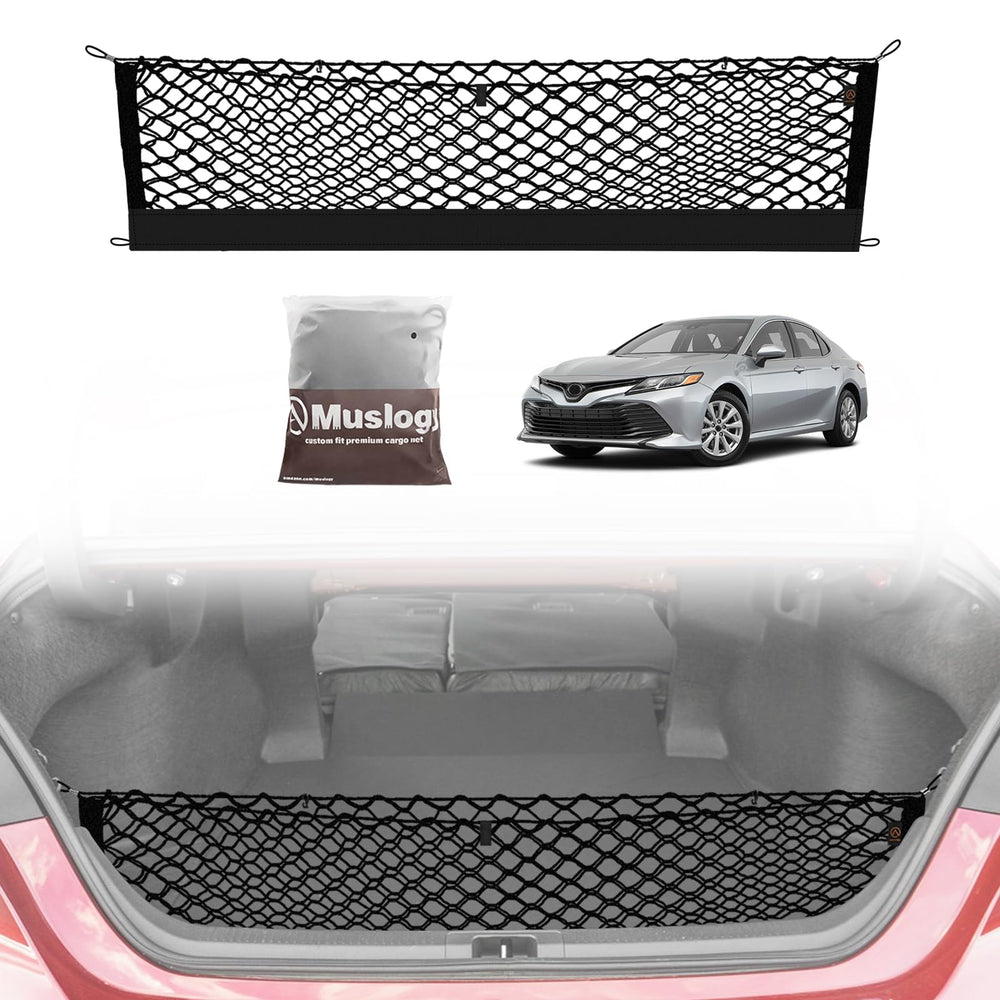 Muslogy trunk cargo net for Camry secures groceries during highway trips