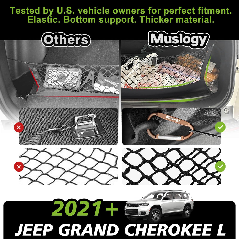 Muslogy trunk cargo net carabiners secure gear quickly.