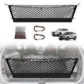 Muslogy trunk cargo net installed on Chevy Equinox for secure storage.