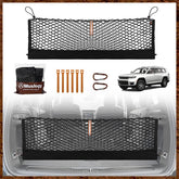 Muslogy trunk cargo net installed in Jeep Grand Cherokee L keeps items secure.