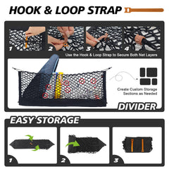 Muslogy cargo net stretches to fit irregular luggage.