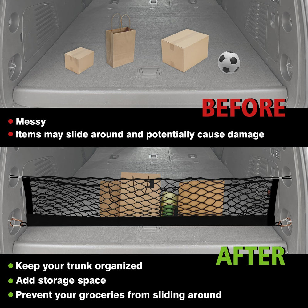 Muslogy trunk net helps groceries and tools stay securely in place
