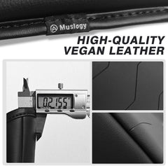 Muslogy vegan leather cushion provides comfortable arm support.