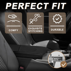 Muslogy vegan leather armrest cover elevates interior texture to match OEM seats.