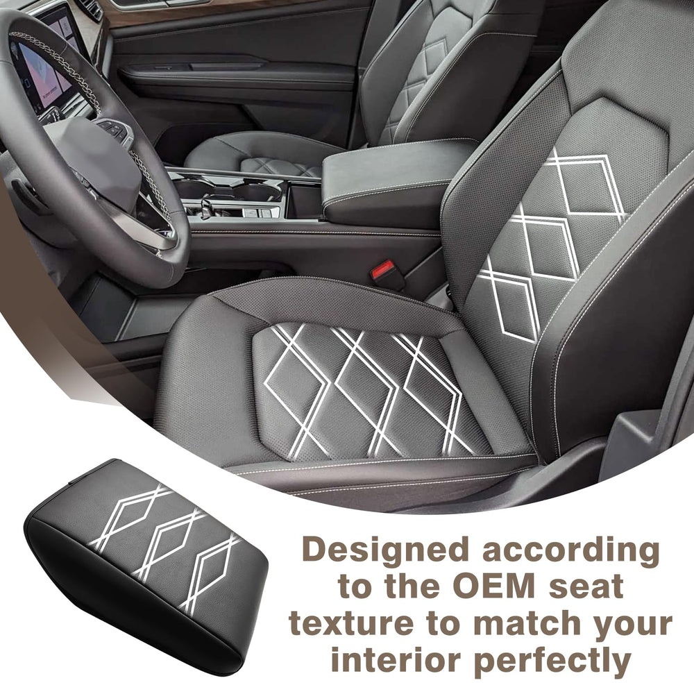 Muslogy vegan leather armrest pad with foam increases driving comfort.