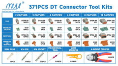 MUYI DT connector kit pin-side closeup showing solid contacts for reliable connections