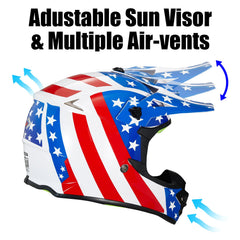 MXJ Gear youth helmet adjustable sun visor for daytime riding.