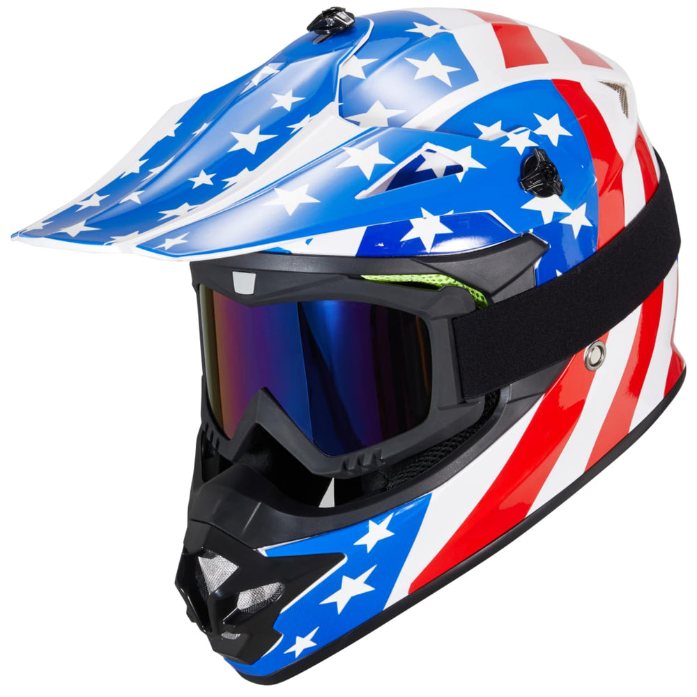 MXJ Gear youth helmet side view showing adjustable visor for sun protection.