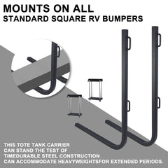 MY RUSTIC bumper rack offers reliable support for portable waste tanks and generator mounting.