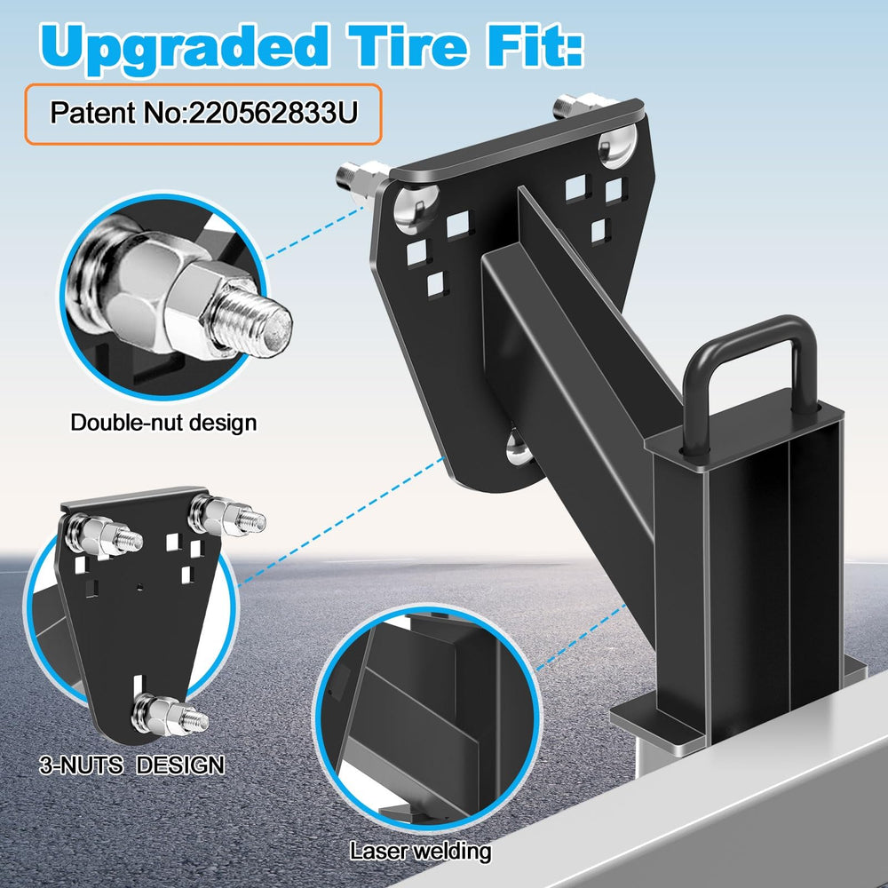 MY RUSTIC spare tire mount bracket provides versatile compatibility for many trailer setups.