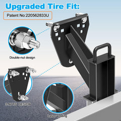 MY RUSTIC spare tire mount bracket provides versatile compatibility for many trailer setups.