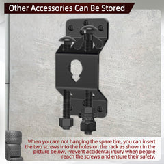MY RUSTIC wall-mount tire carrier keeps the trailer interior neat and tidy.
