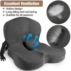 MYFAMIREA cushion with adjustable straps prevents shifting during travel.