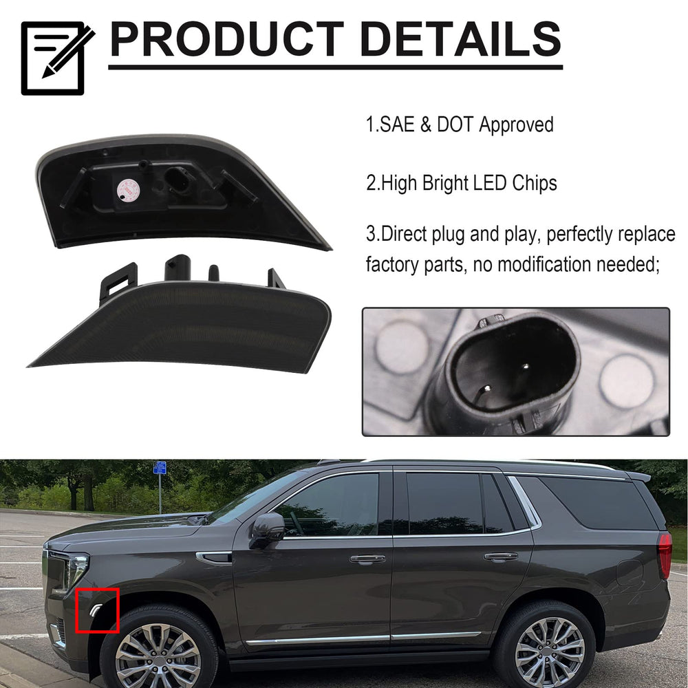 Mynoway smoked-lens LED side marker lamp on Suburban front right boosts daytime recognition