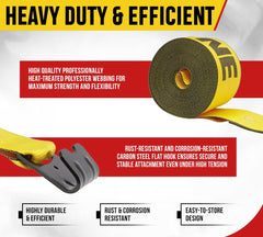 Mytee Products Kinedyne winch strap gold color enhances visibility during setup.