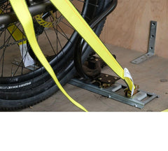 Solid steel construction close-up from Mytee wheel chock for reliability.