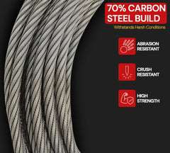 Mytee Products winch cable with high breaking strength supports demanding tow setups.