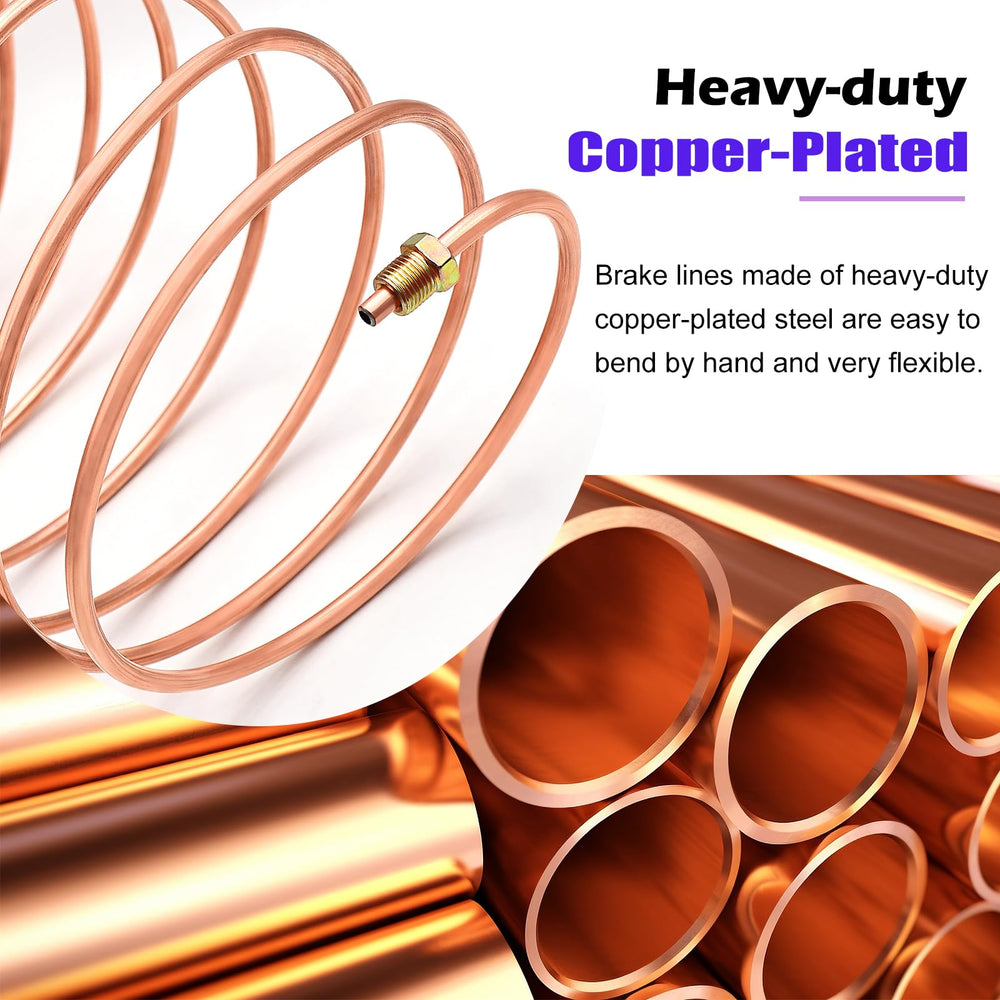 mznowsea 1/4-inch brake line copper-coated closeup showing corrosion resistance
