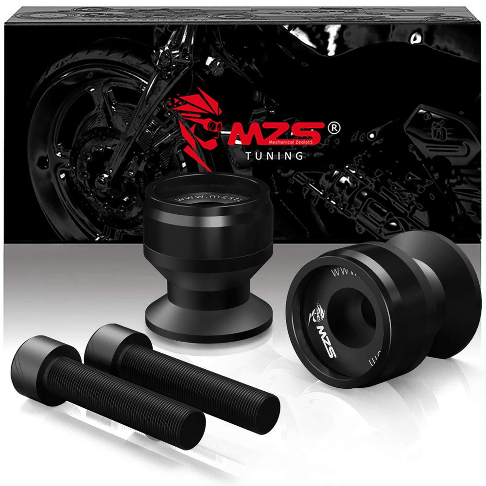 MZS swingarm spools protect the swingarm during tip-overs.