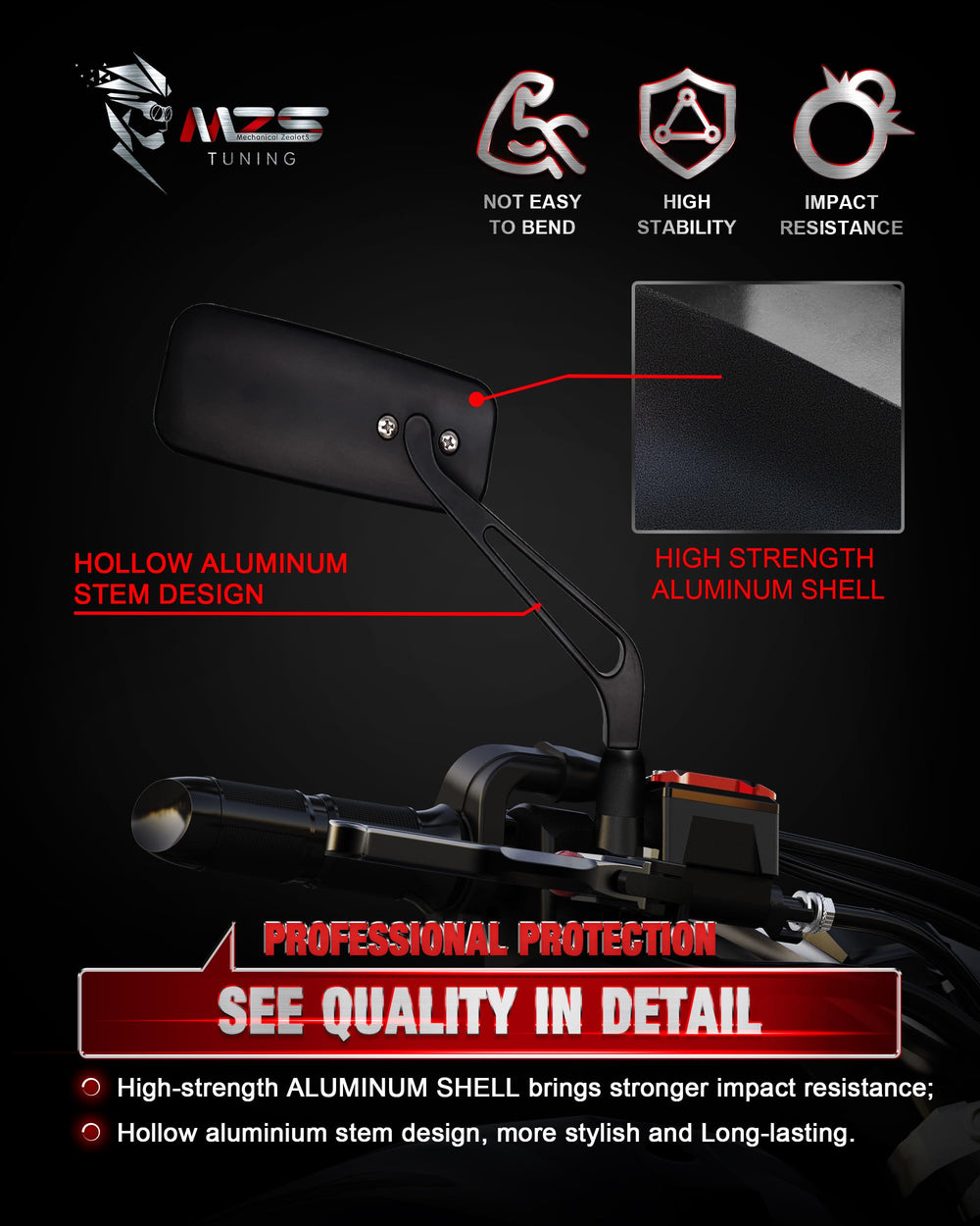 MZS clear HD glass provides sharp daytime and nighttime visibility