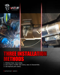 Installation-ready MZS muffler ready for straightforward mounting on compatible vehicles.