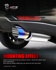 Rear view of the MZS muffler enhances the car’s exterior appeal.