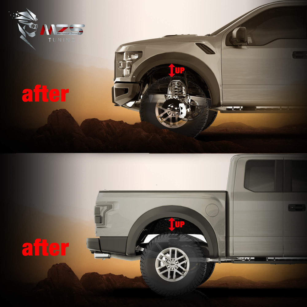 MZS leveling kit requires alignment after installation to restore factory specs.