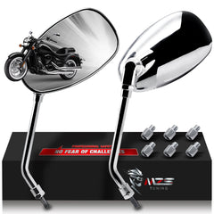 MZS motorcycle mirrors chrome with 360-degree adjustability for safer lane changes