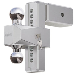 MZS Upgraded Aluminum adjustable trailer hitch in receiver view for versatile towing.