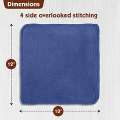 Nabob Wipers 14x14 blue towels showing reinforced stitching for durability.