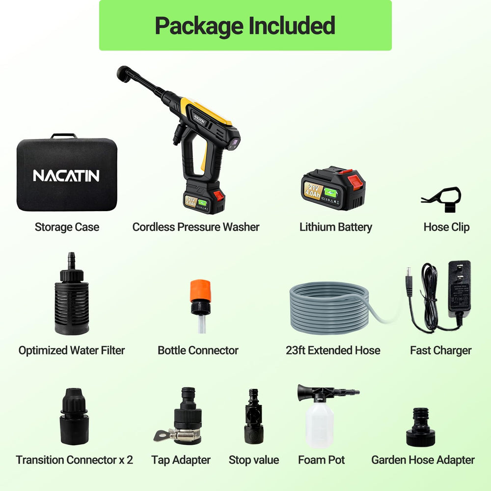 NACATIN outdoor cleaning setup ready for car, patio, or driveway tasks