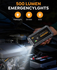 NACKEO jump starter with diesel capability for larger engine starts