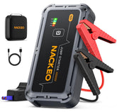 NACKEO jump starter front view showing compact design ready for roadside starts