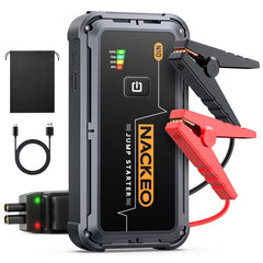 NACKEO jump starter front view showing compact emergency design