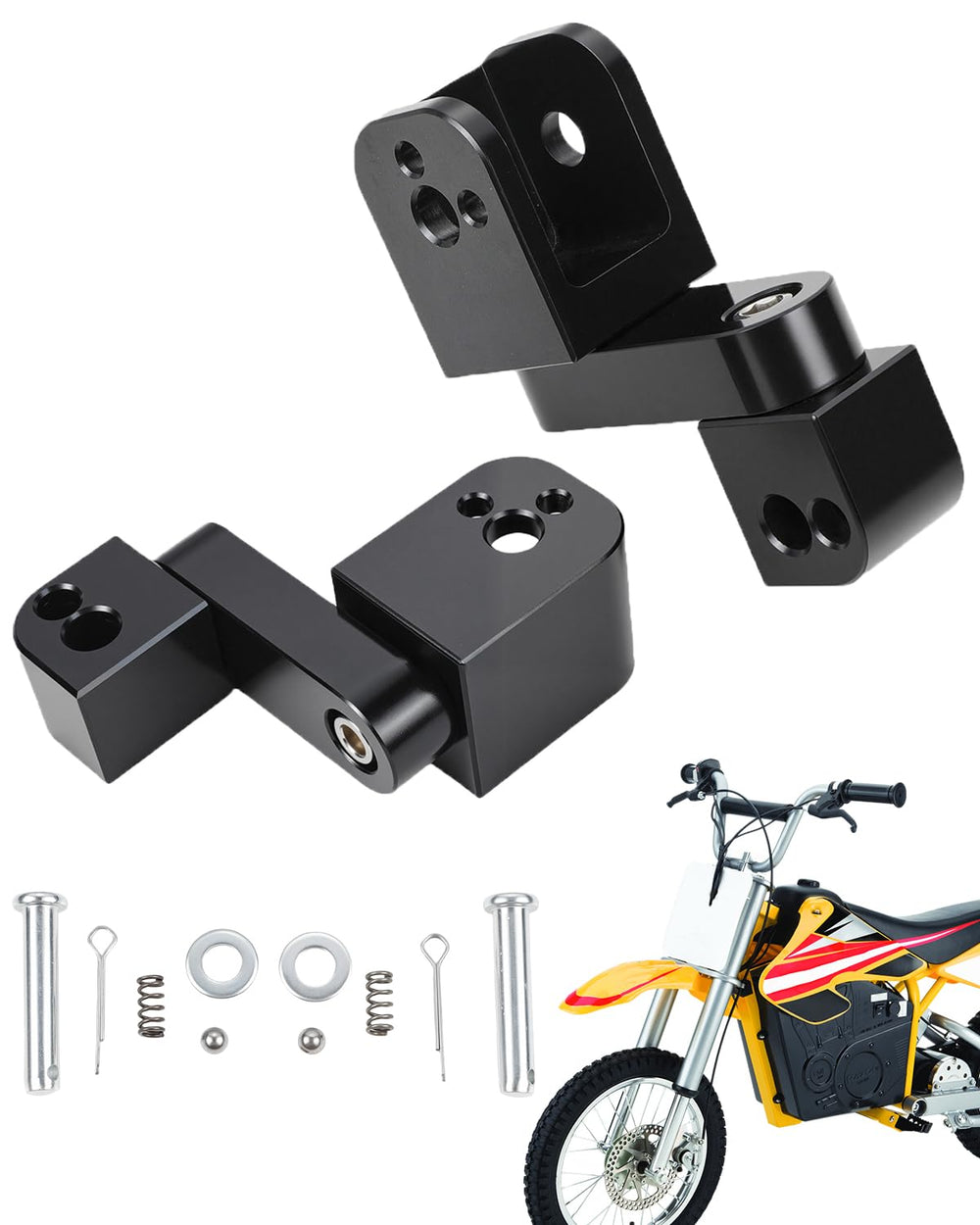 NACORE MX650 foot pegs lowering bracket front view improves stability and reach