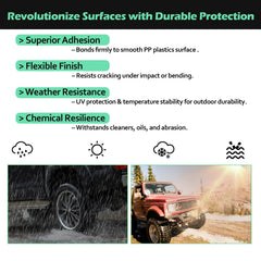 NADAMOO weather-resistant trim paint protecting exterior plastics from sun.