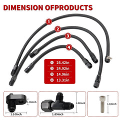 Nakkaa Steam Vent Hose Kit 4AN rear view showing compact routing in engine bay