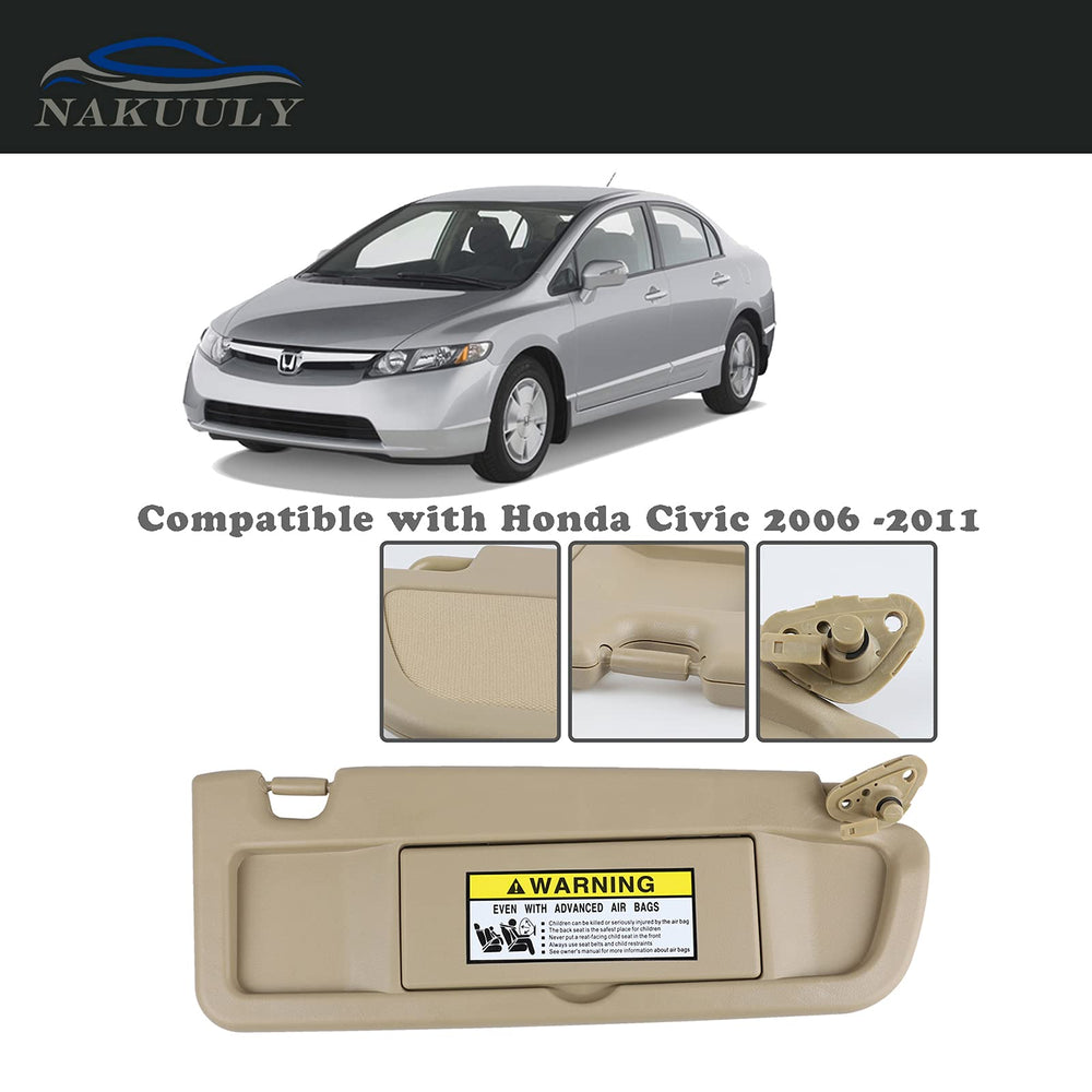 Nakuuly beige sun visor for Civic dash area provides cohesive look and fit.