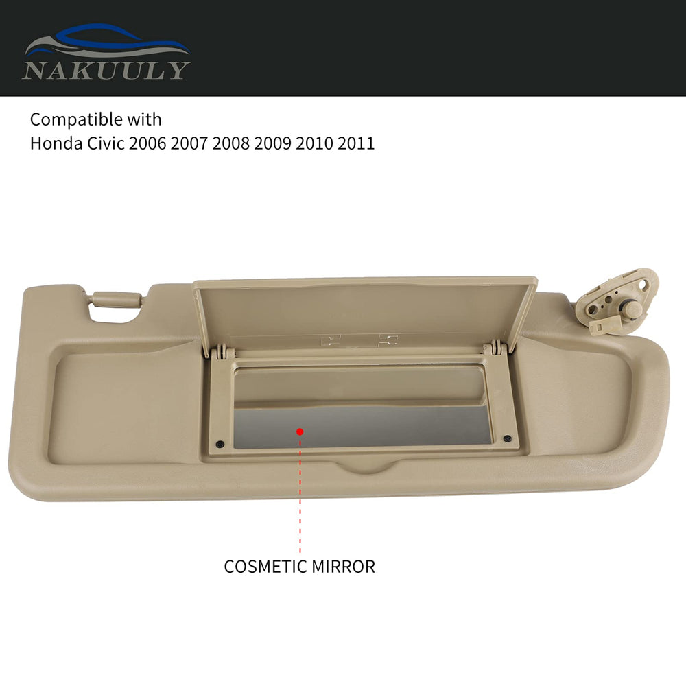 Nakuuly beige sun visor front view showing color match for Civic 2006-2011.