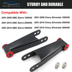 Nakuuly Chevy Silverado 1500HD rear shackle kit delivers smoother ride and better load handling