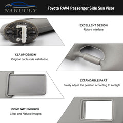 Nakuuly driver side sun visor installation steps in gray