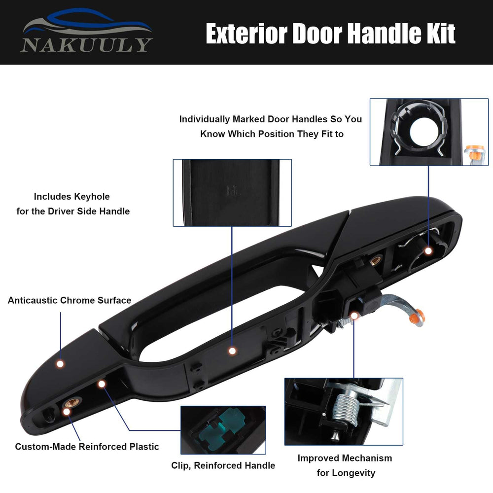 Nakuuly exterior black door handle rear right matches vehicle style