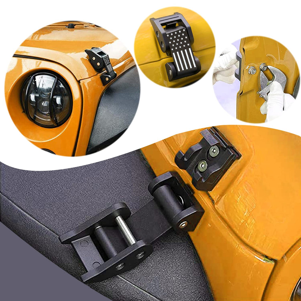 Nakuuly hood latches USA flag, side angle, anti-shake design improves stability during rugged trips