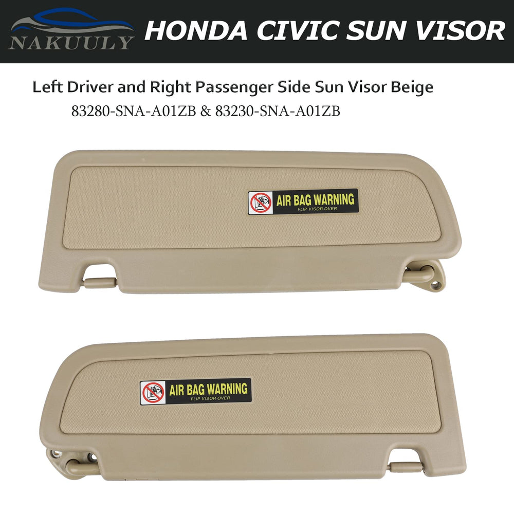 Nakuuly left driver sun visor beige enhances daytime visibility and comfort.