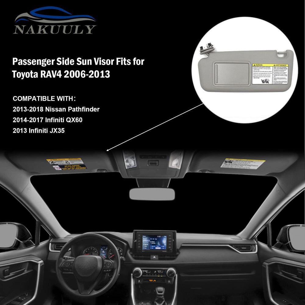 Nakuuly replacement sun visor 74320-42501-B2 gray for RAV4