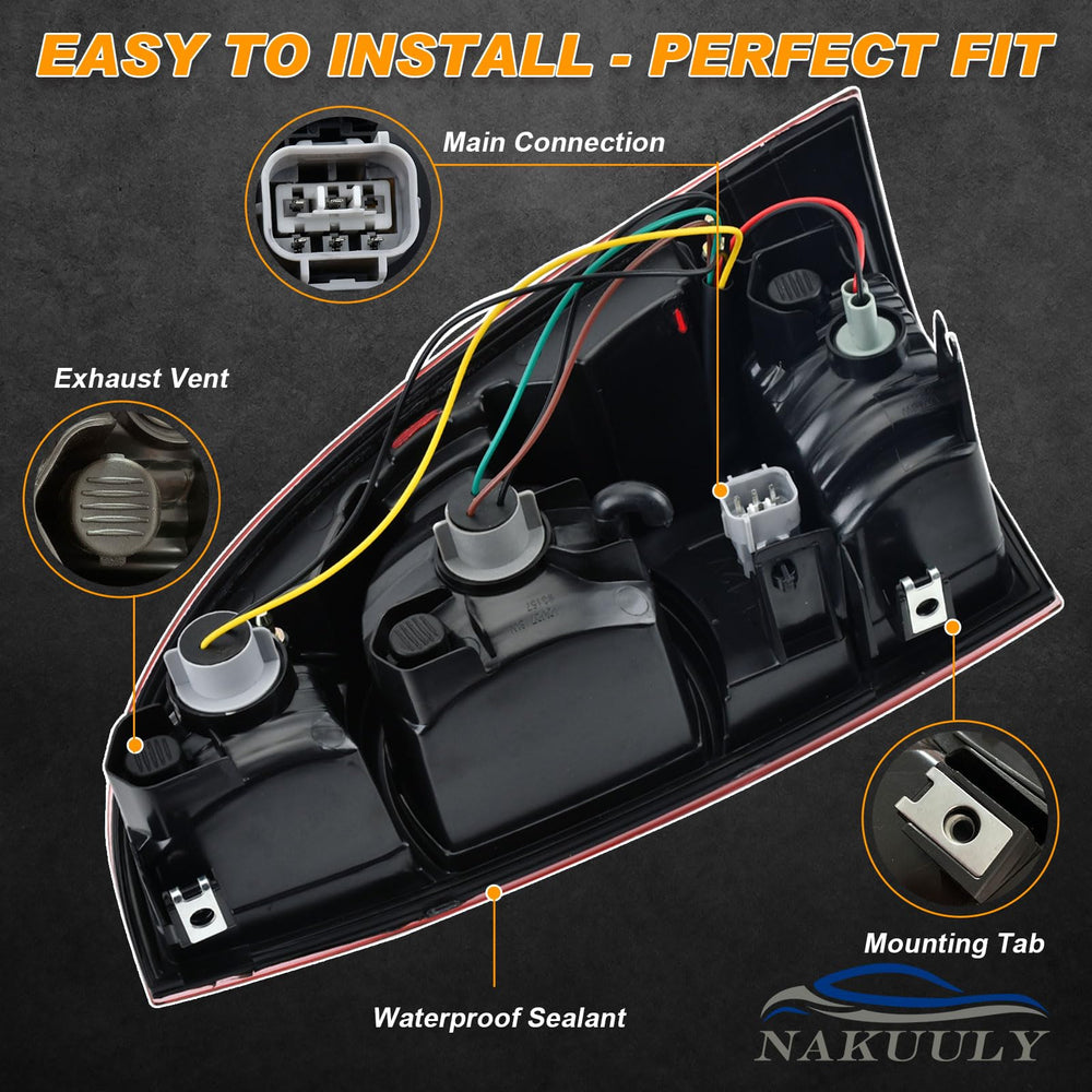 Nakuuly tail light with bulbs included for direct replacement.